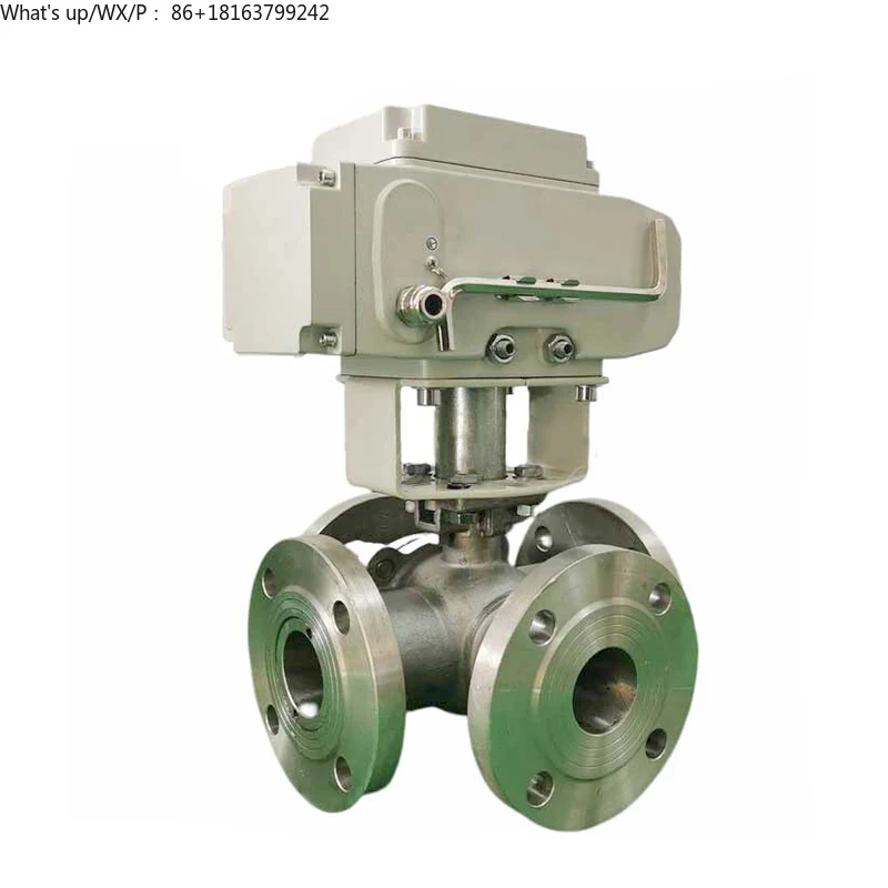 DN65 Electric 3-way Flange Ball Valve Cast Steel T/L-type Reversing Cut-off Diversion Regulating Flow Electric Ball Valve