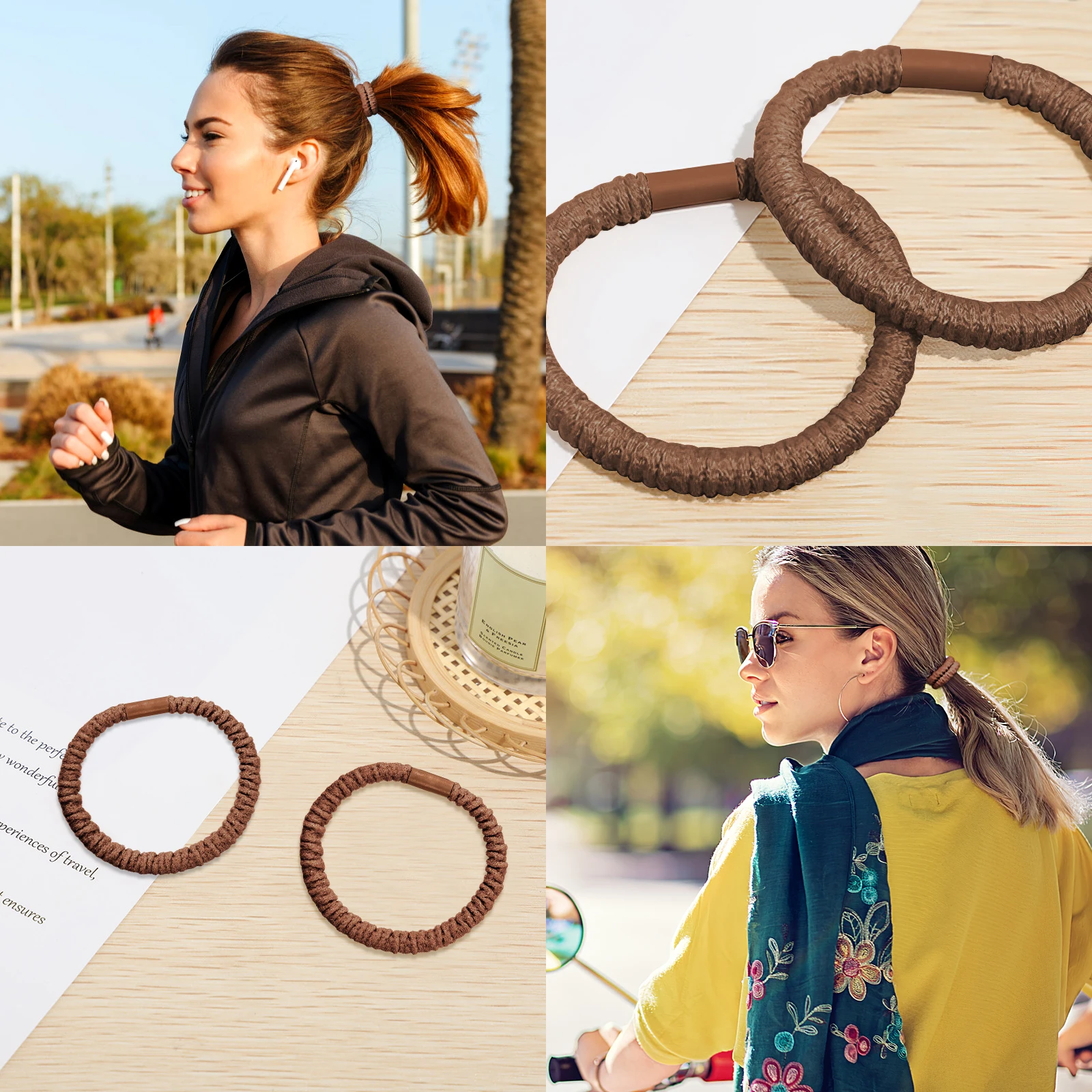 

High Elastic Hair Tie Ties for Women Thick Scrunchy Burly Bands Gentle Accessories No Breakage Elastics Hook Black