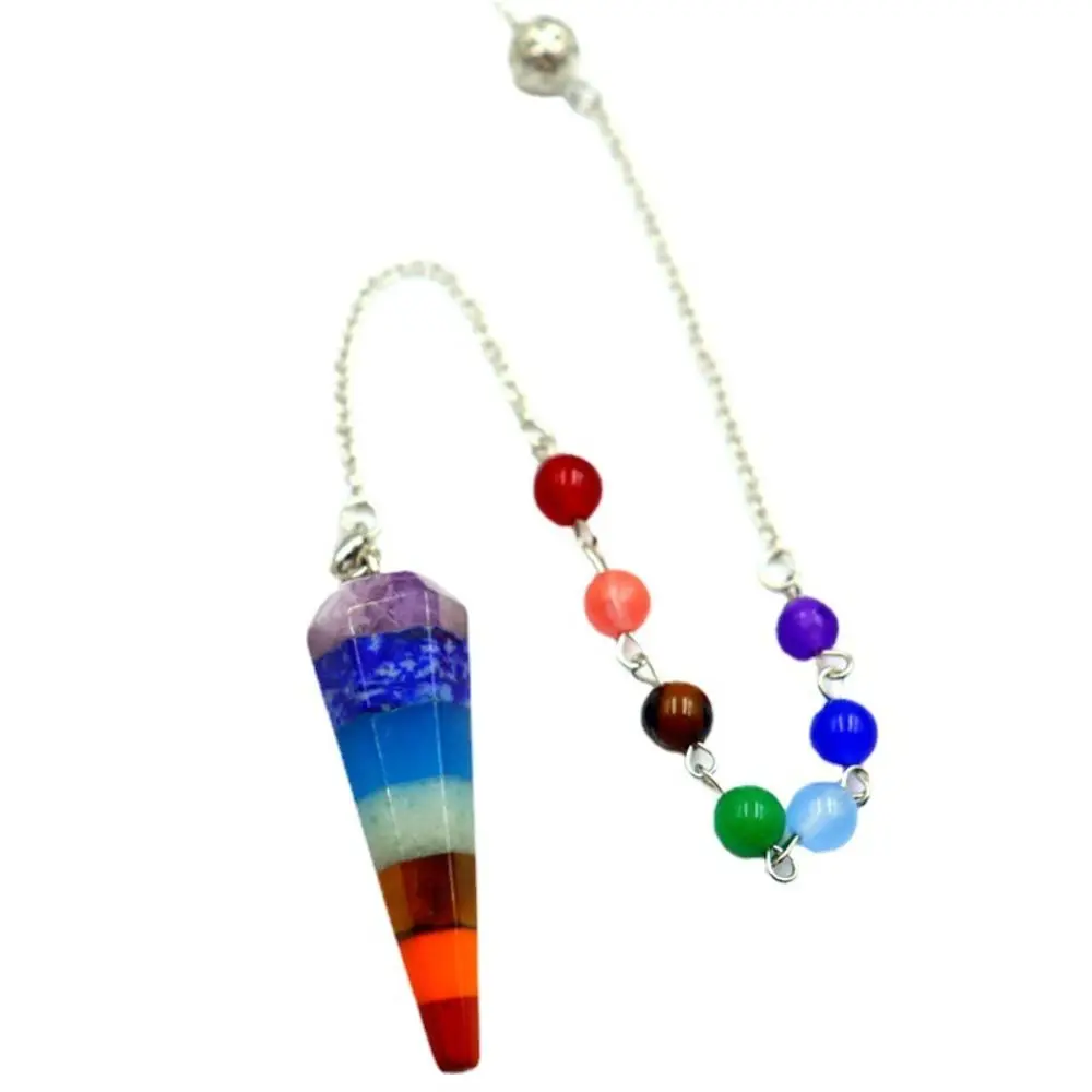 New Design 7 Chakra Orgonite Reiki Pendulum Pendant Fashion Jewelry Gift Amulet Chain Hexagon Pyramid