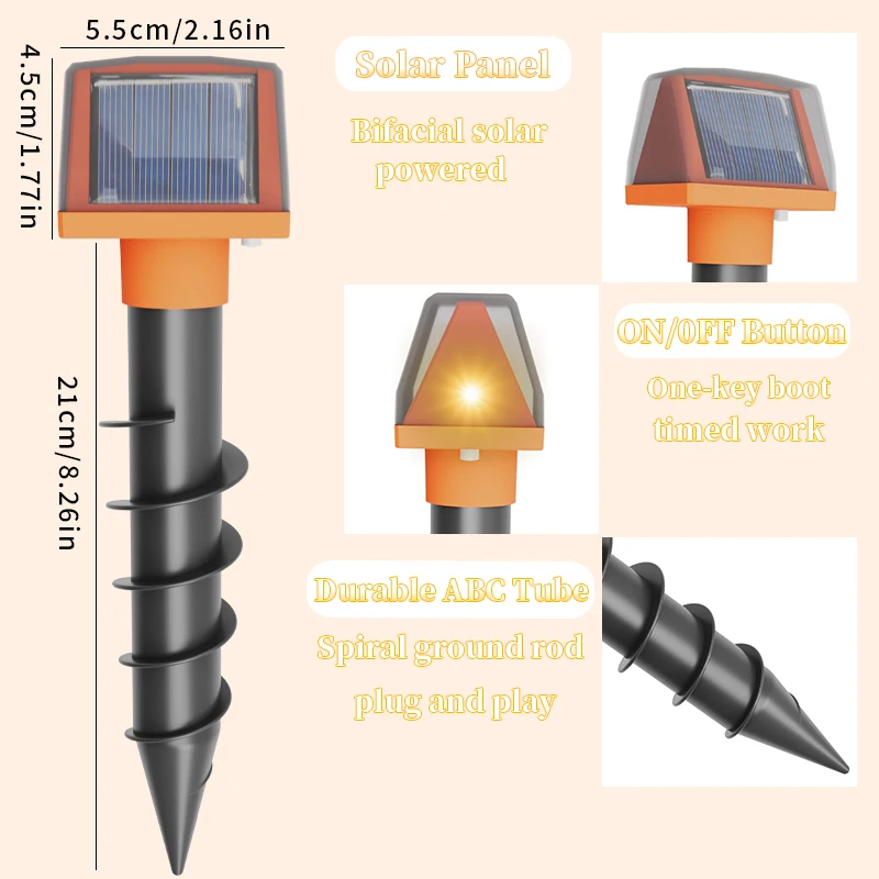 Solarbetriebenes IP66 Outdoor-Mäuseabwehrgerät mit Schallwellenimpuls zur Vertreibung von Maulwürfen und Schlangen – Detail 7