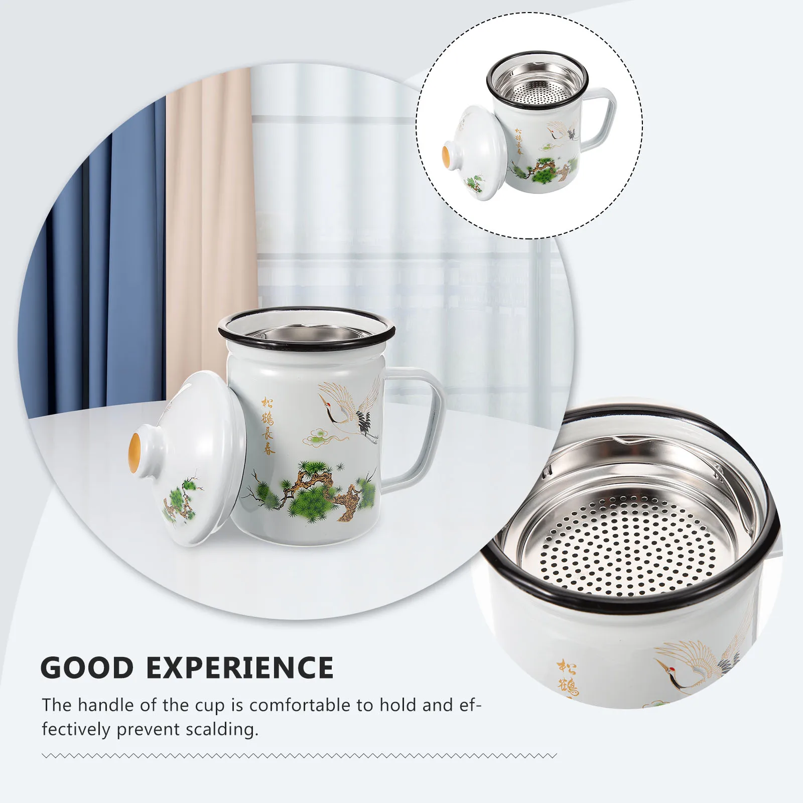 

Tea Mugs Leak Enamel Cup for Hom Loose Enamelled Household Enamelware with Lid Cups Travel