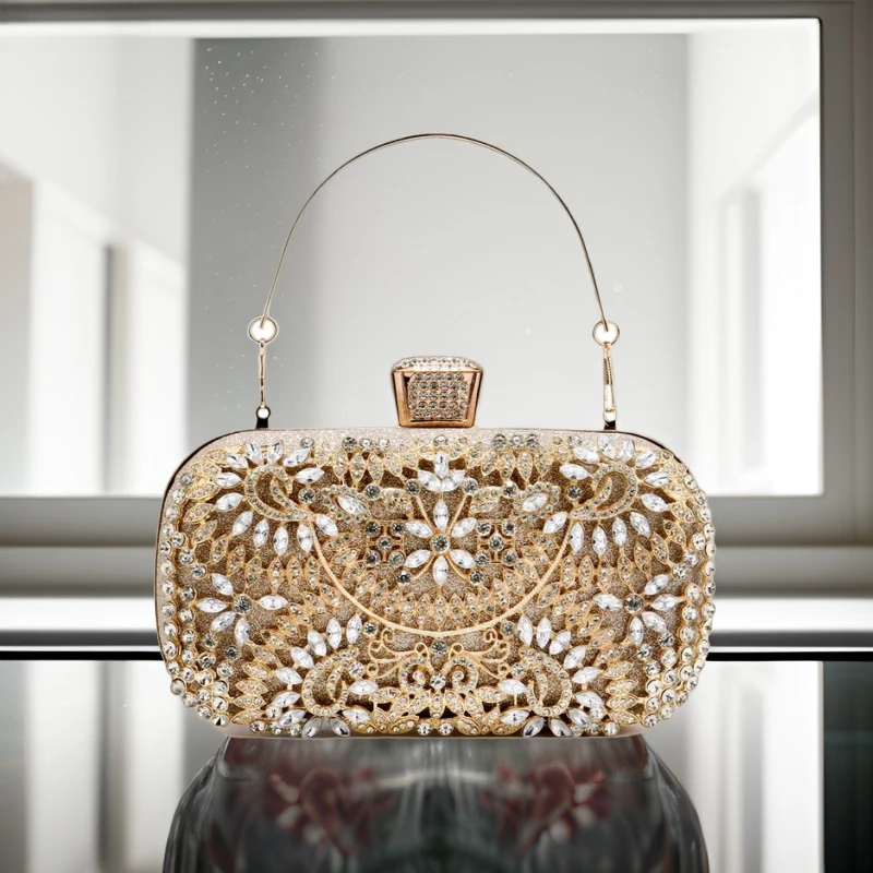 

Клатч с акцентом подсолнуха и бриллиантами — универсальная женская вечерняя сумка, идеально подходящая для свадебных банкет и вечерних платьев, вечерняя сумка с бриллиантами