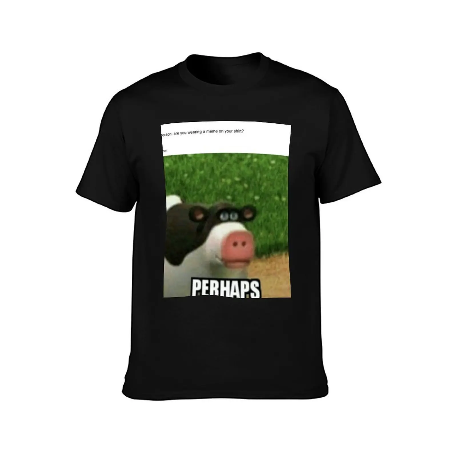 Perhaps meme T-Shirt, Summer Casual Cotton Tee, Oversized Streetwear Tops, Vintage Graphic Print, Loose Fit Short Sleeve
