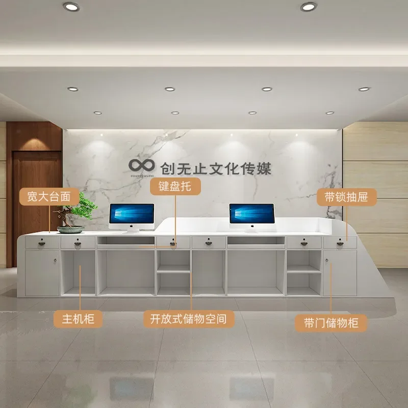 Simple Modern Reception Desk for Hotel Front Desk Checkout Counter Beauty Bar Training Institution Office Furniture