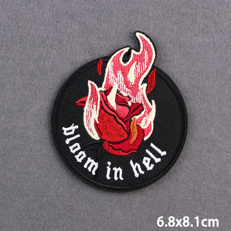 أعمال فنية تجريدية بقع تكتيكية للجينز ، بقع مطرزة للملابس ، قارئ مكواة على رقعة ، شعار روك ، زين شعار #5