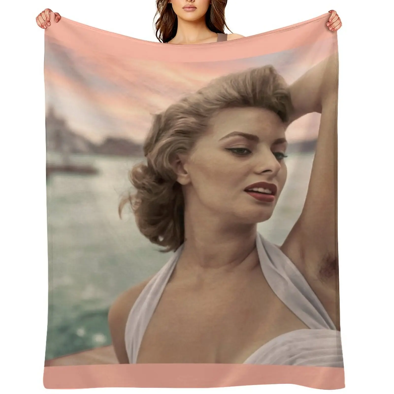 

Sophia in Venice 1955 Naturalle Throw Blanket Softest Cute Plaid Hairys Blankets