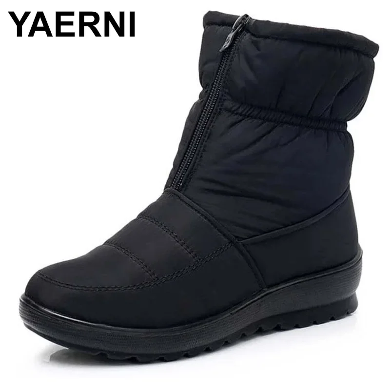 YAERNI Women Boots Waterproof Shoes For Woman Furry Women\'s Winter Boots Female Women Shoes Platform Shoes Female Footwear Large