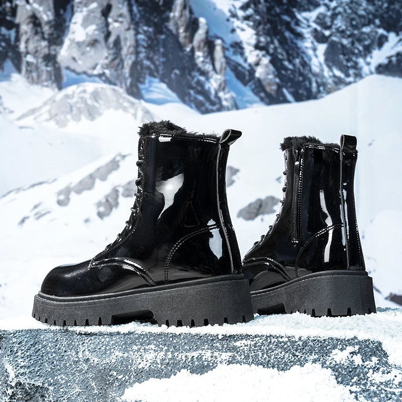 أحذية رجالية دافئة من القطيفة عالية الجودة شتوية بنعل ناعم غير قابلة للانزلاق أحذية غير رسمية للخروج موضة مقاس كبير أحذية عمل مريحة للجنسين للثلج #3