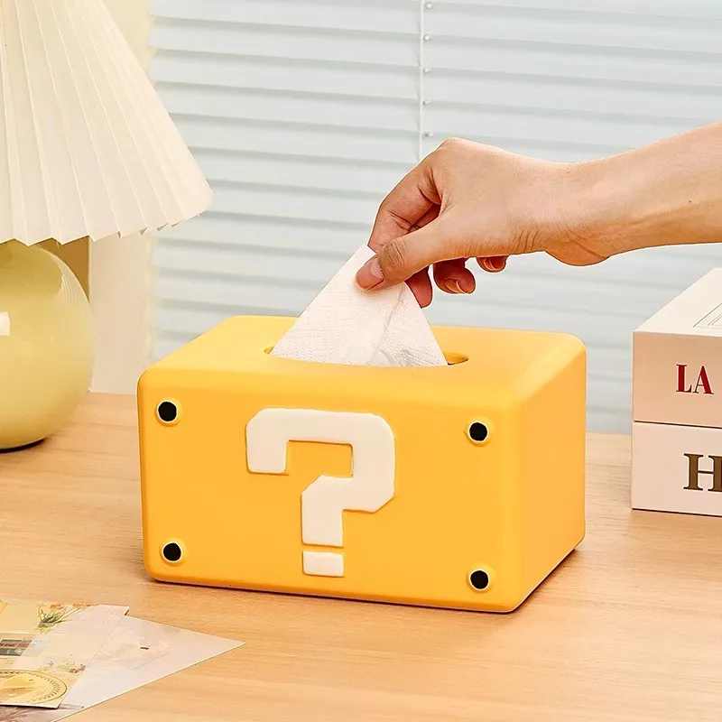 لعبة سوبر ماريو بروس سباك الأنسجة صندوق تأثيري صناديق التخزين علامة الضغط رمز منديل صندوق السيراميك صندوق ورقي زينة الدعامة #2