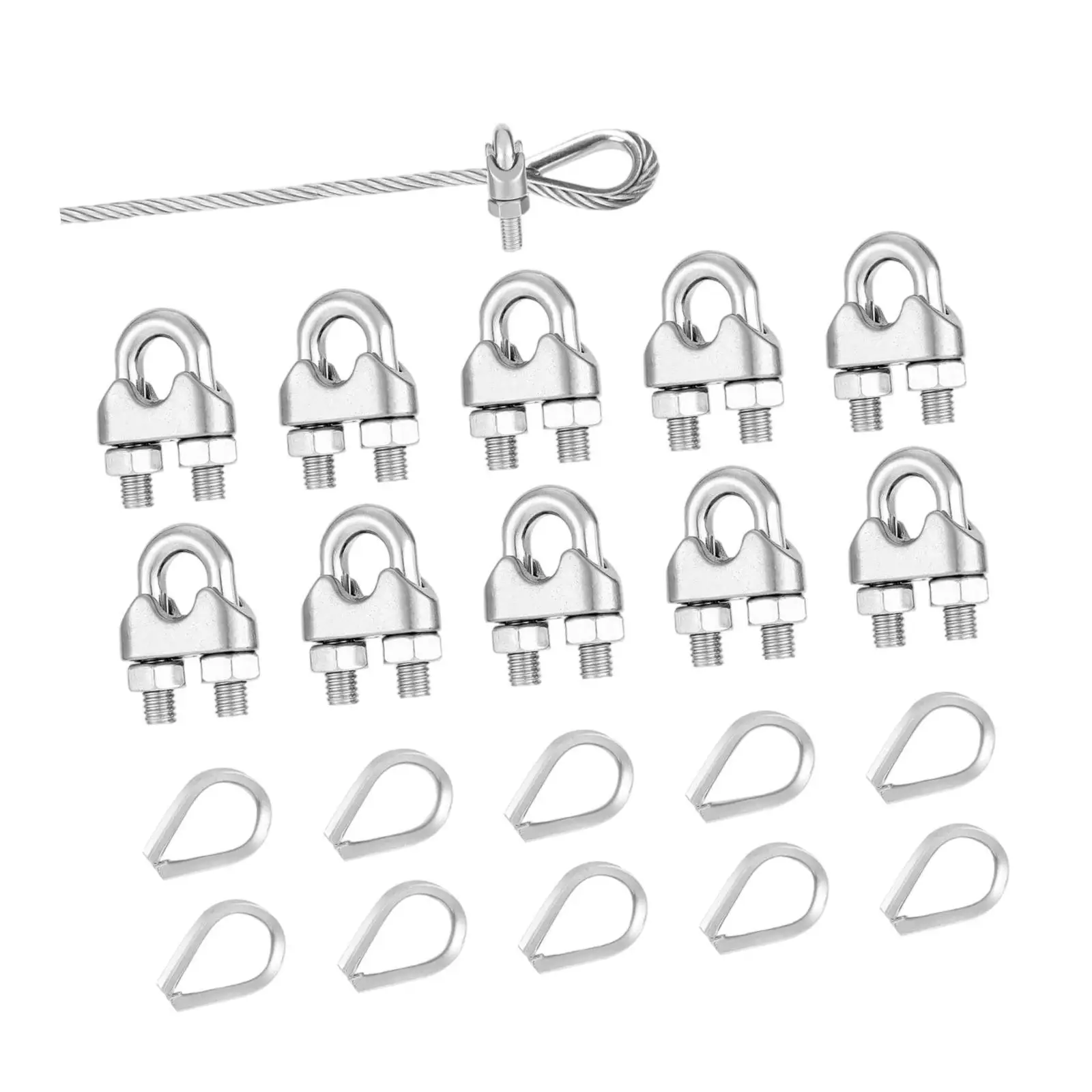 Stainless Steel M5 Wire Clamp U Shaped Rope Fastener Heavy Duty Accessory for DIY Rope Rigging and Lifting Works