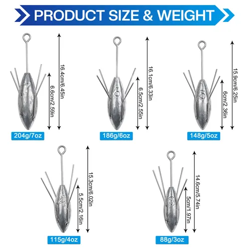 Imagen 2 del producto 5 uds Sputnik plomo Surf herramienta de pesca cola larga agua salada Surf fundición plomos bagre playa araña pesas lubina aparejos de pesca