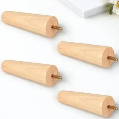 4-teilige Massivholz-Möbelbeine, 10/12/15 cm, konisches Sofa, Bett, Tisch, Stuhl, Ersatz, robuste Höhe, Holzbein-Set
