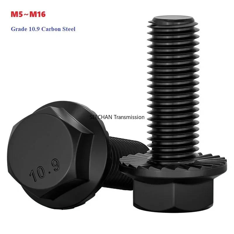 

Black Grade 10.9 Carbon Steel Outer Hexagon Head Flange Cap Screws Hexagon Flange Bolt M5 M6 M8 M10 M12 M14 M16