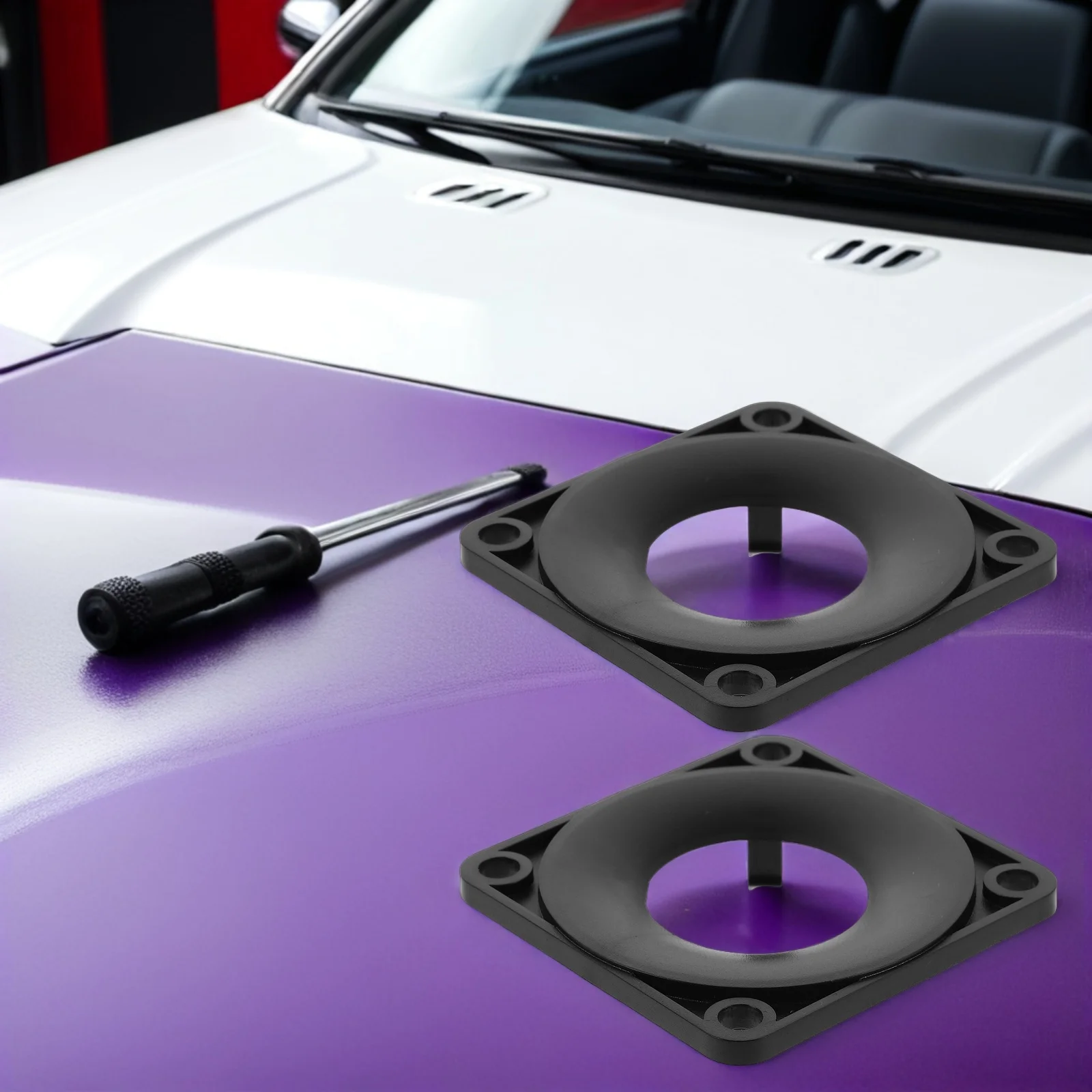 

2pcs Speaker Cover Square Protector Dashboard Horn Panel Plastic Parts Car Audio Dust Cap Decorative Frame Automotive