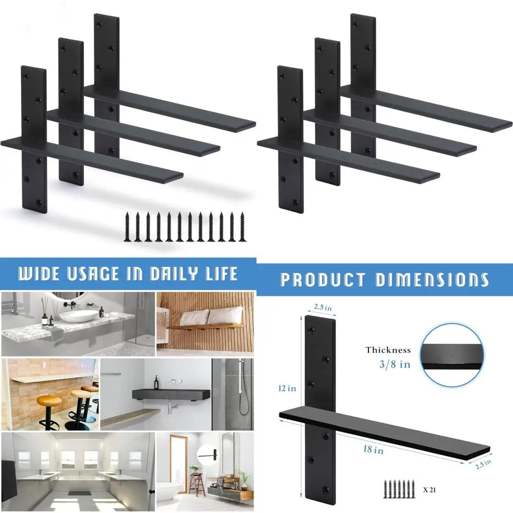 

Сверхмощные плавающие кронштейны для полок толщиной 3/8, 3 шт., 18 л x 2,5 Вт, настенное крепление для шкафов, гранита, посудомоечной машины, туалетных столиков