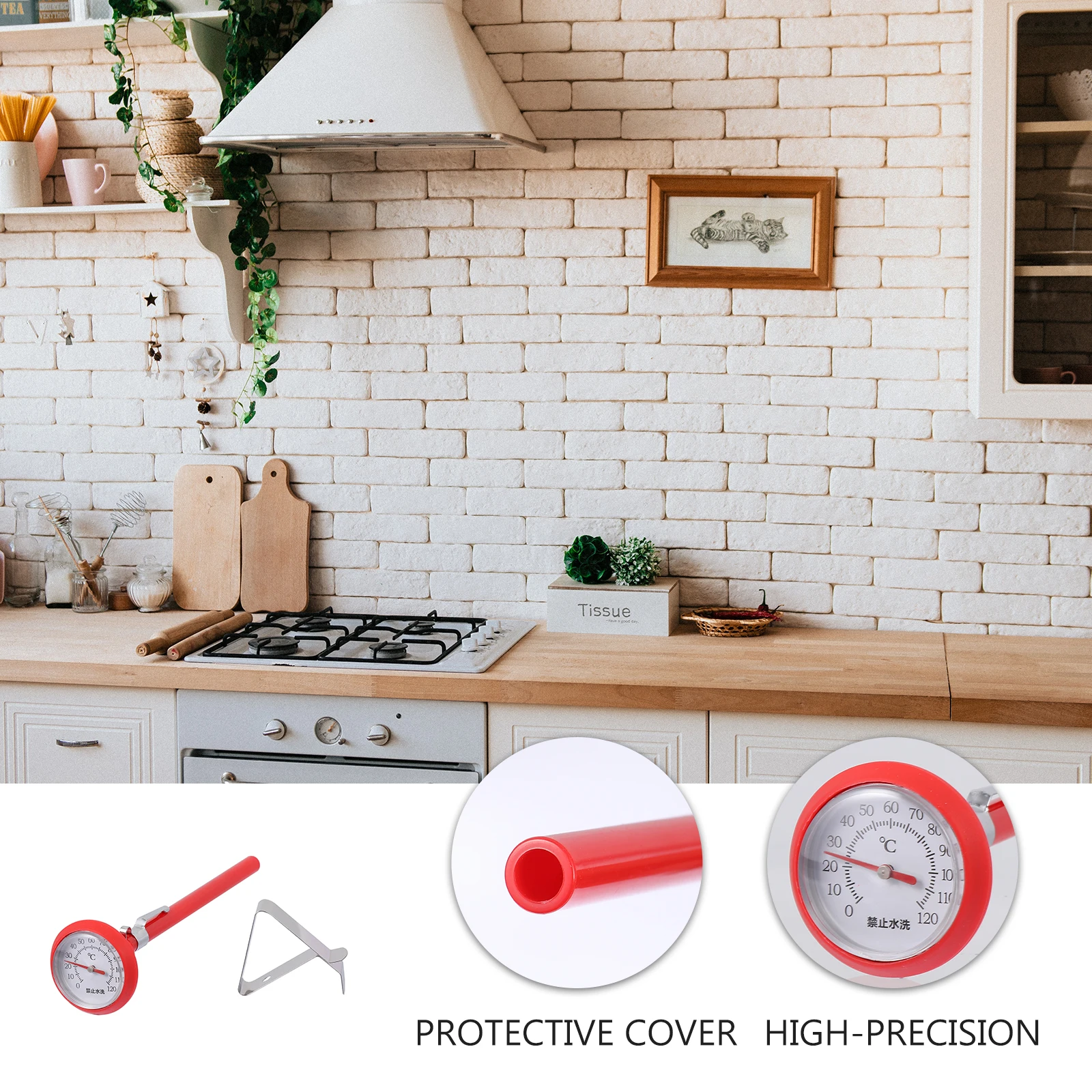 

Silicone Stainless Steel Thermometer Clip for Cooking BBQ Fryer Baby Food High Precision Less 1°C Error Heat Cold Resistant