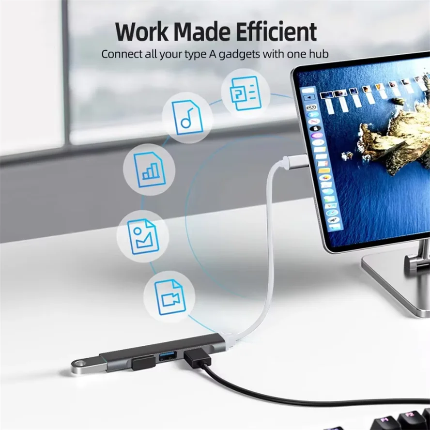 4 in 1 USB Hubs TYPE C HUB Multi USB Splitter 5Gbps High Speed Transmission USB 3.0 HUB OTG Adapter for PC Laptop Macbook