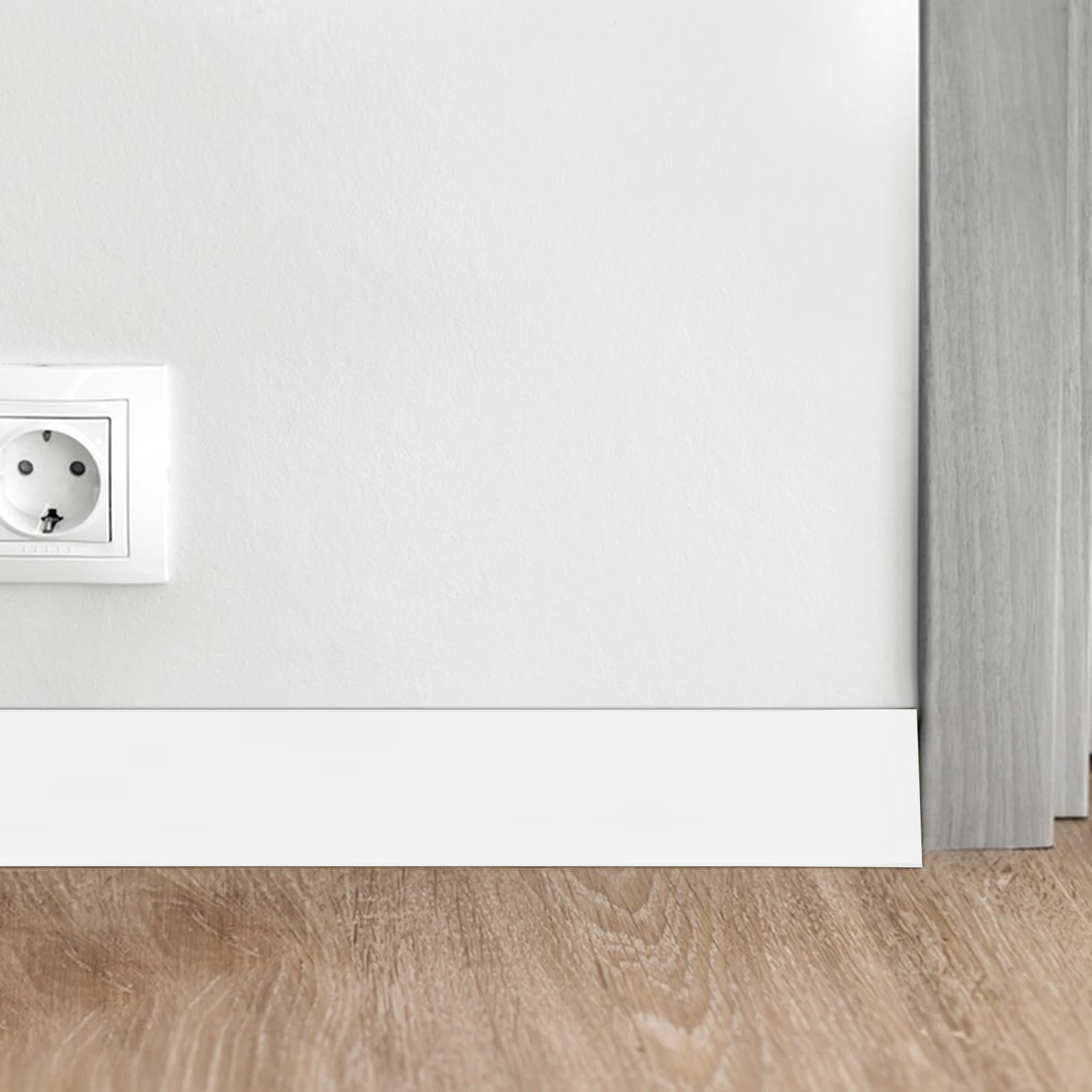 

PVC Skirting Board Adhesive Molding Trim Self Sticky Decorative Wall Sticker Flexible White Wood Baseboard Easy Install Durable