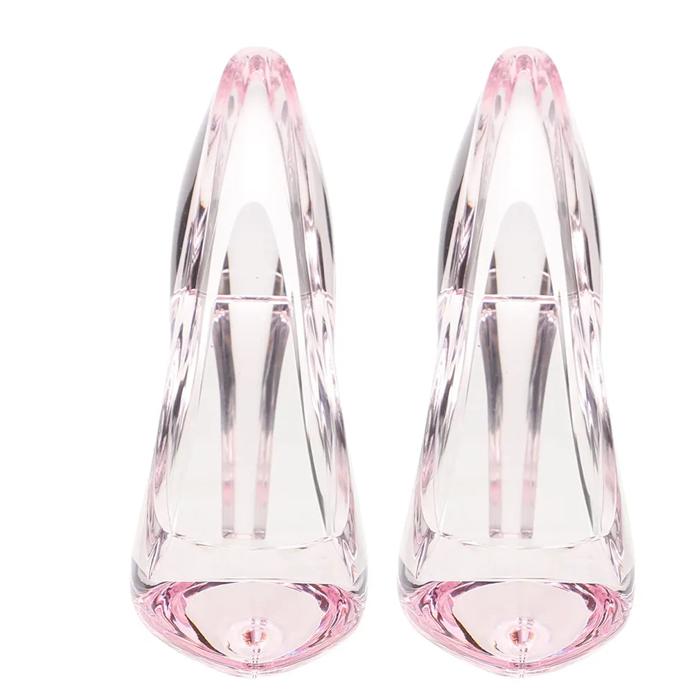2Pcs Transparent High Heel Shoe Ornaments Clear Princess Design Wedding Home Decoration Birthday Party Table Accent