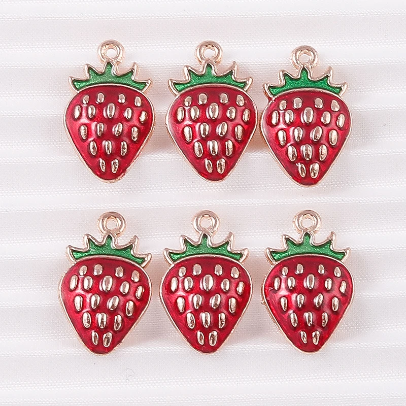 10 teile/los Mix Nette Emaille Obst Apfel Kirsche Ananas Traube Charms für Schmuck Machen Frauen Ohrringe Anhänger Halsketten Geschenke – Detail 25
