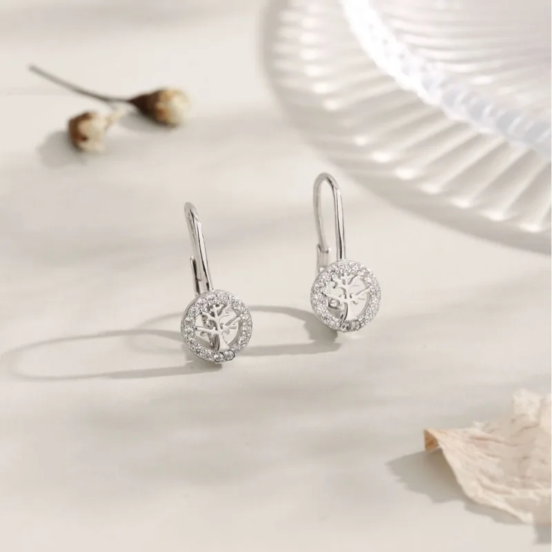 

INS Internet Celebrity S925 Sterling Silver Tree of Life Shape Stud Earrings Women's Fashion Temperament Jewelry Niche