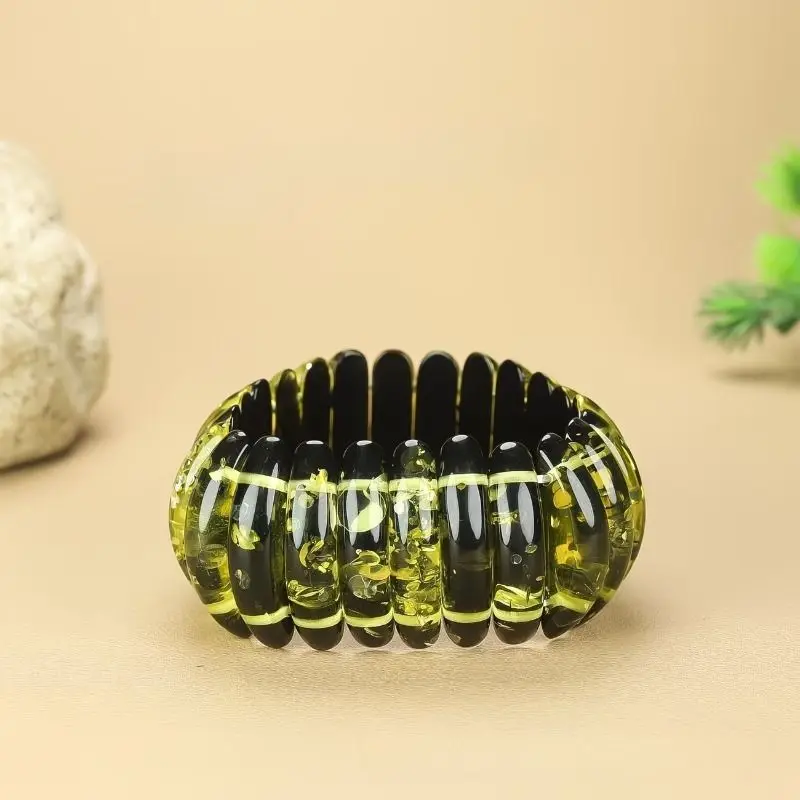 Second Generation Amber Beeswax Bracelet Yellow and Black Retro Style Fashion Versatile Jewelry Crafts