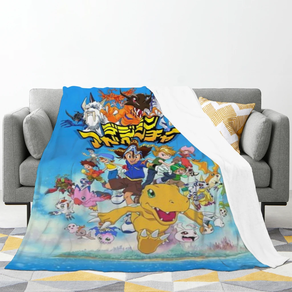 Digimon Comfortable Flanne Blanket Soft comforter sets throw for Couch Warm Flannel Blankets Bedroom Décor