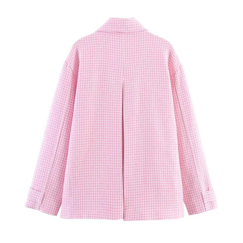 Spring 2026 Women's Long Sleeve Plaid Coat Collar Stand up New Arrival Small Grid Pattern Outerwear Fashion Commute Style