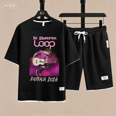 

Ed Sheeran Tour Merchandise - Loose Fit T-Shirt for 2026 - Extra Large Size - Streetwear Fashion - Simple Design - 2-Item Set