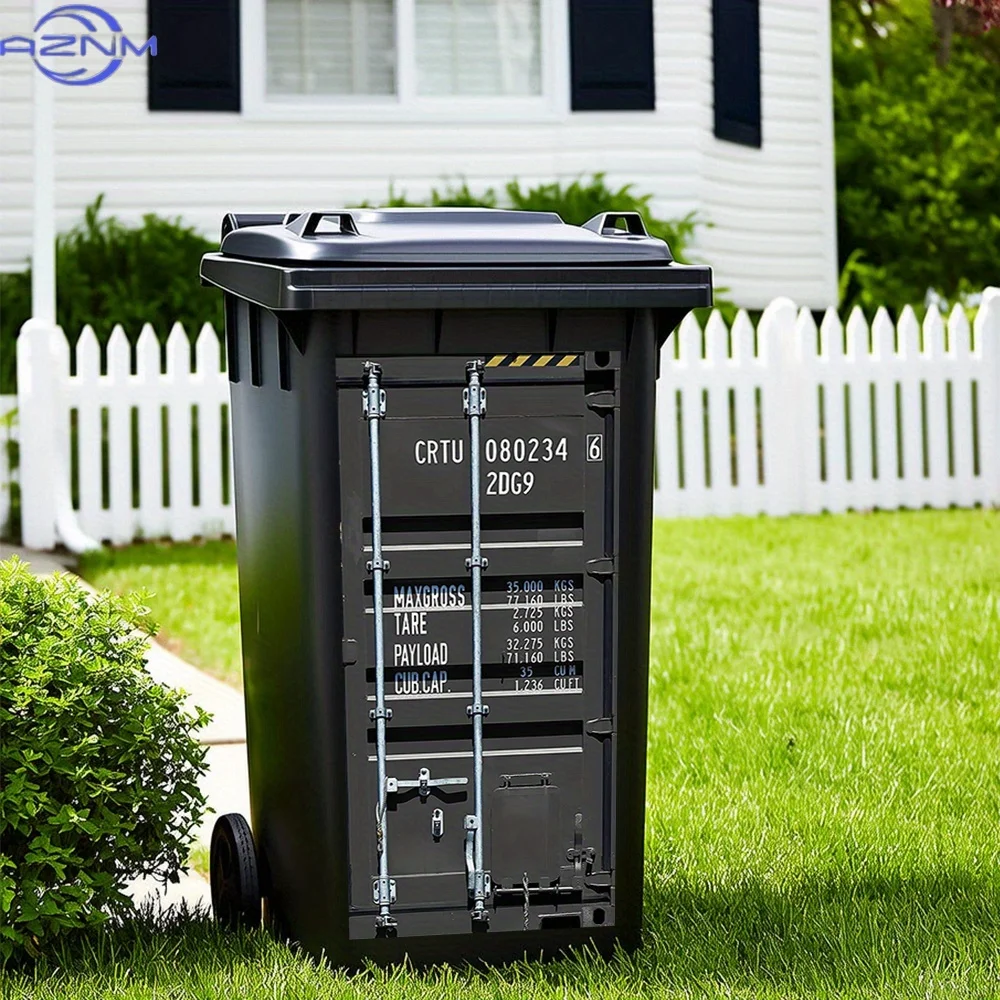 1pc Waterproof PVC Sticker for Trash Cans & Home Decor - Black Freight Container Design with Labeled Compartments, Removable &