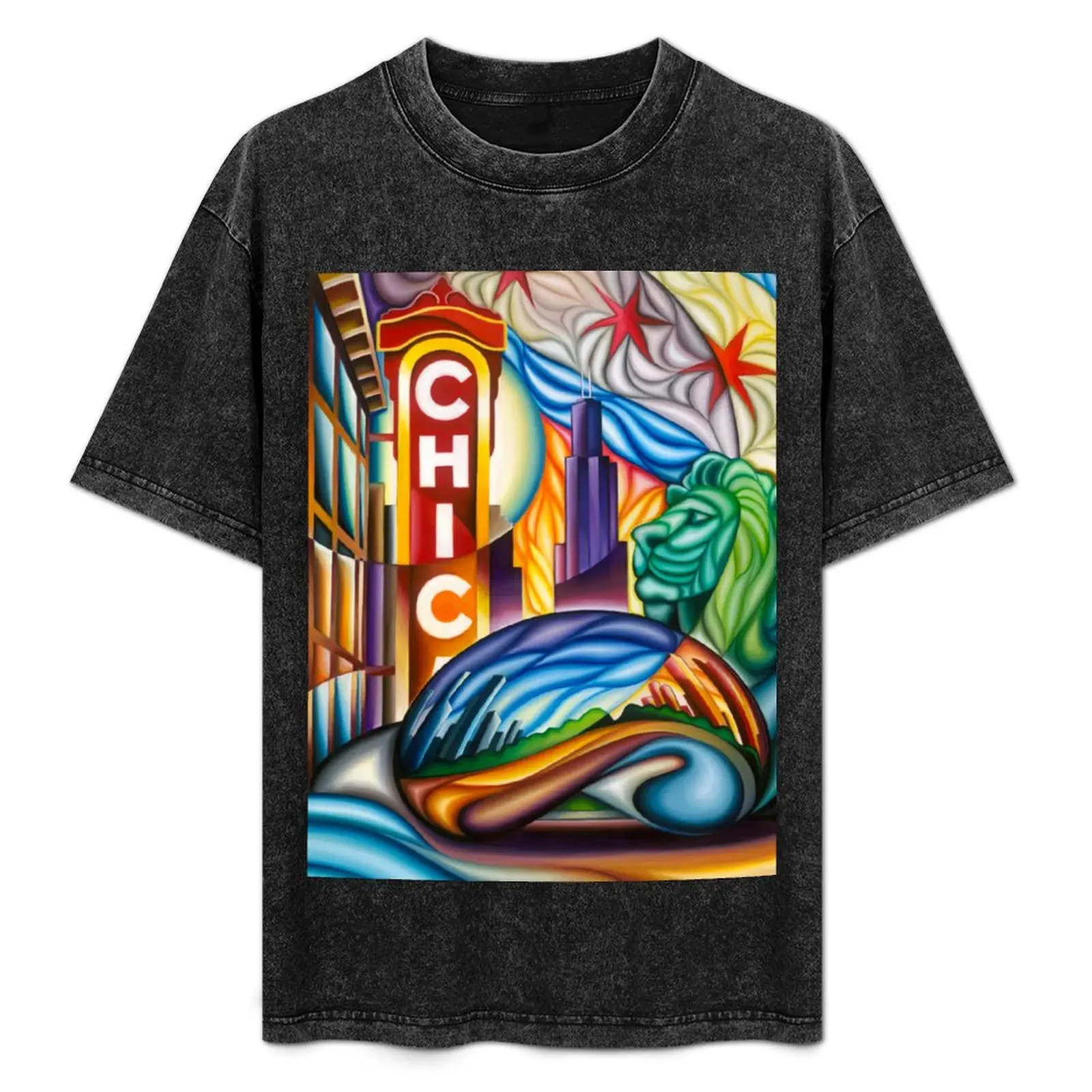 Chicago Landmarks Montage 1 T-Shirt Streetwear Print Tee Shirt