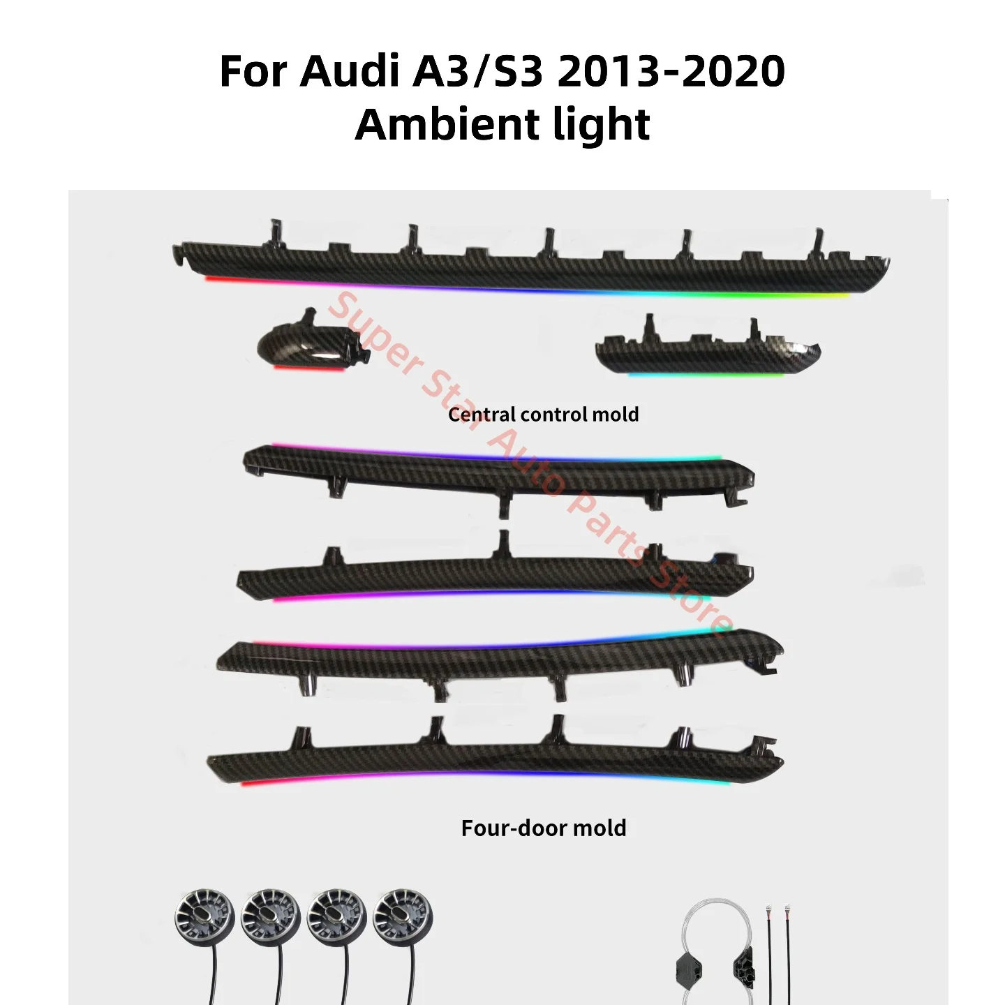 

Fit for Audi A3 S3 2013-2020 LED Atmosphere Light Automotive interior lighting Upgrade Car accessories footlights Luminous vent