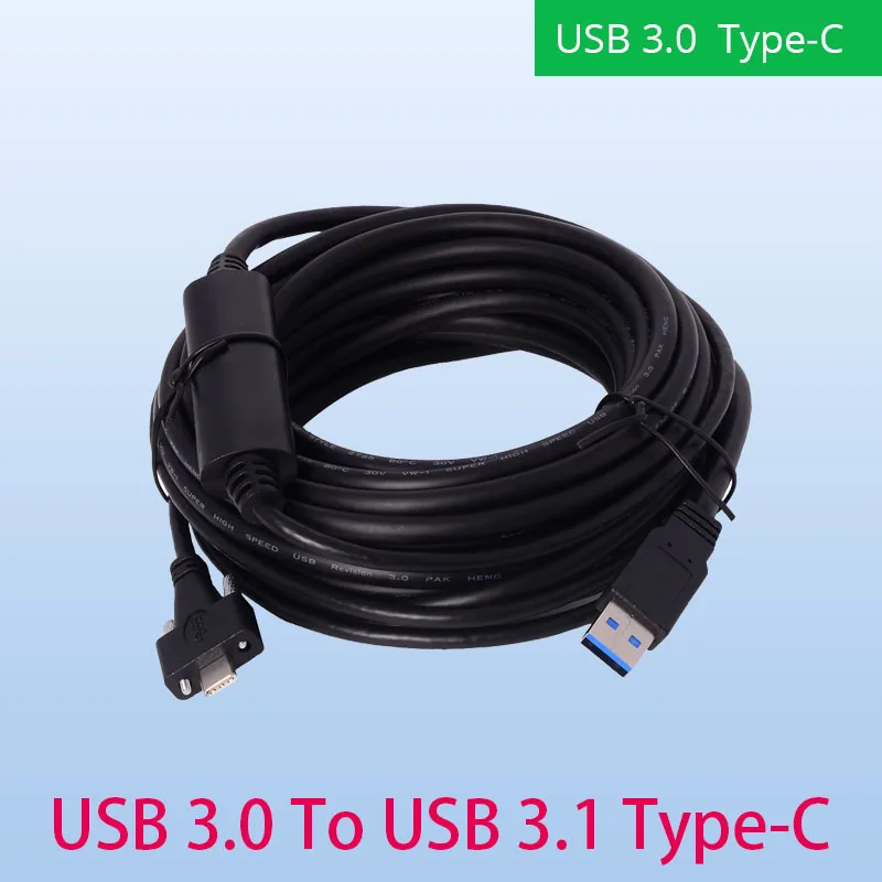 Tornillo de bloqueo Dual USB3.1 tipo C a USB3.0 macho, 5Gbps, 1,2 m, 4 pies, tiene espacio de tornillo de bloqueo entre 15mm, Cable de extensión de cámara