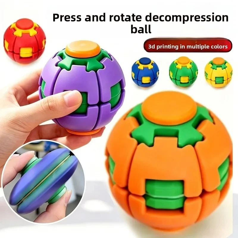 3D Gear Ball Fidget Toy Spiral Stress Relief Sensory Press To Spin Squishy Ball Press To Spin Squishy Ball Fidget Spinner