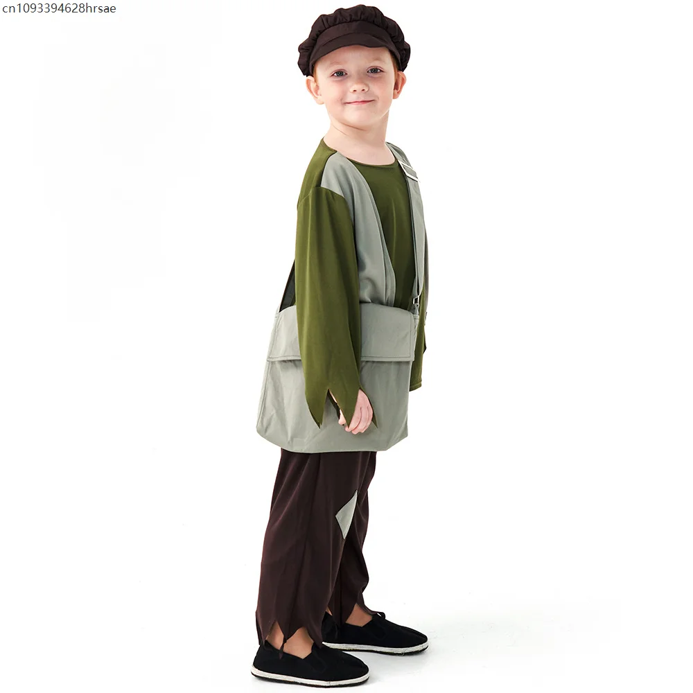 2025 يوركشاير تيودور رجل فقير الطفل هالوين الزي الفيكتوري الفقراء الصبي الفلاحين أوليفر التاريخية ديكنز فستان بتصميم حالم زي