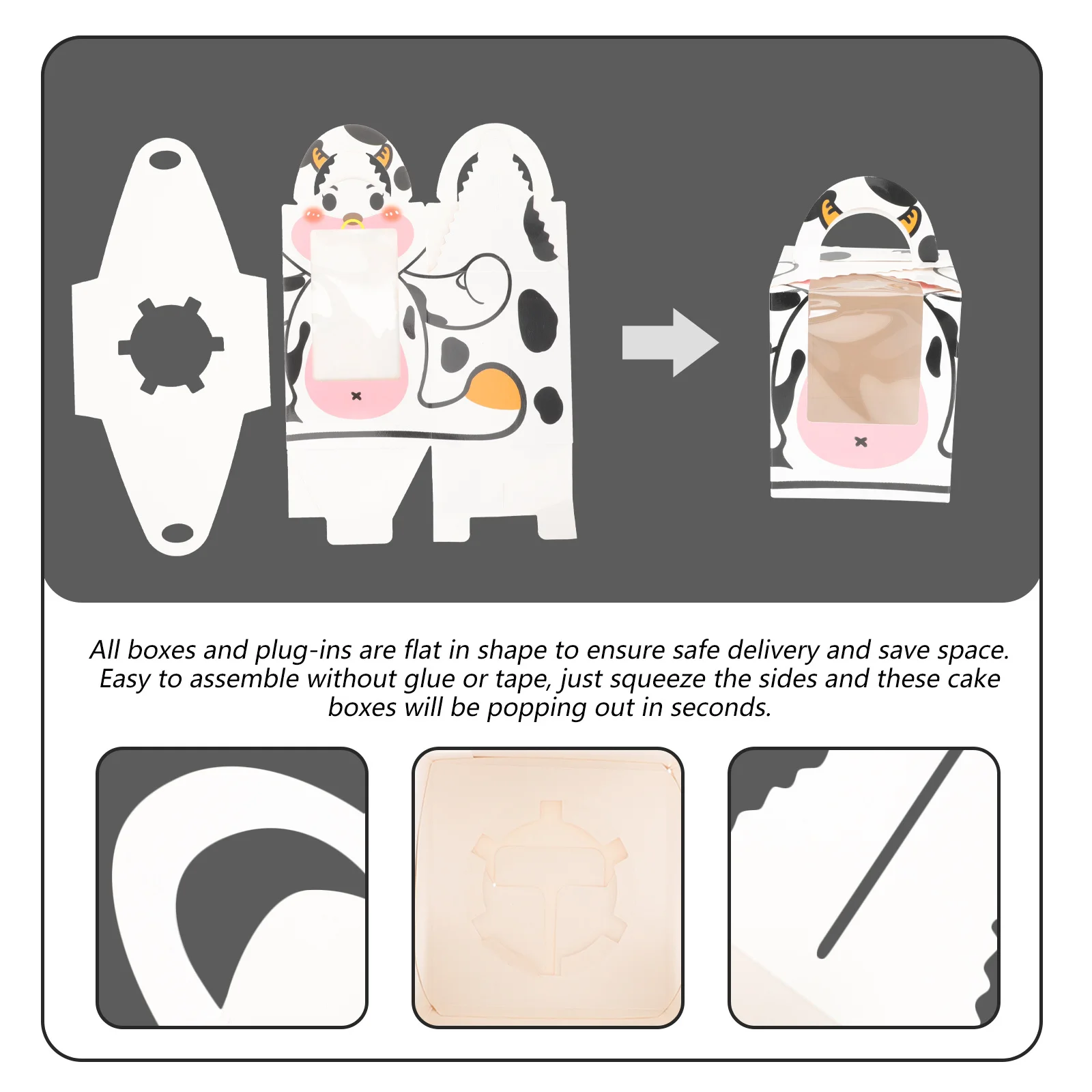 

20pcs Cake Boxes Premium Paper Pet Material Thick Portable Transparent Lid For Dessert Packing Multi-Function Decorative