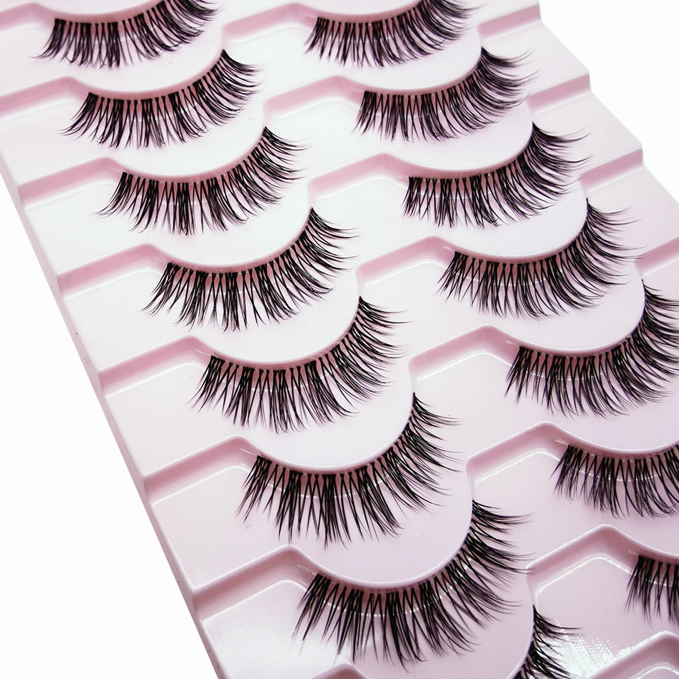 10 pares de pestañas postizas 3D de hada cómica con apariencia natural, pestañas de banda transparente adecuadas para maquillaje diario de fiesta