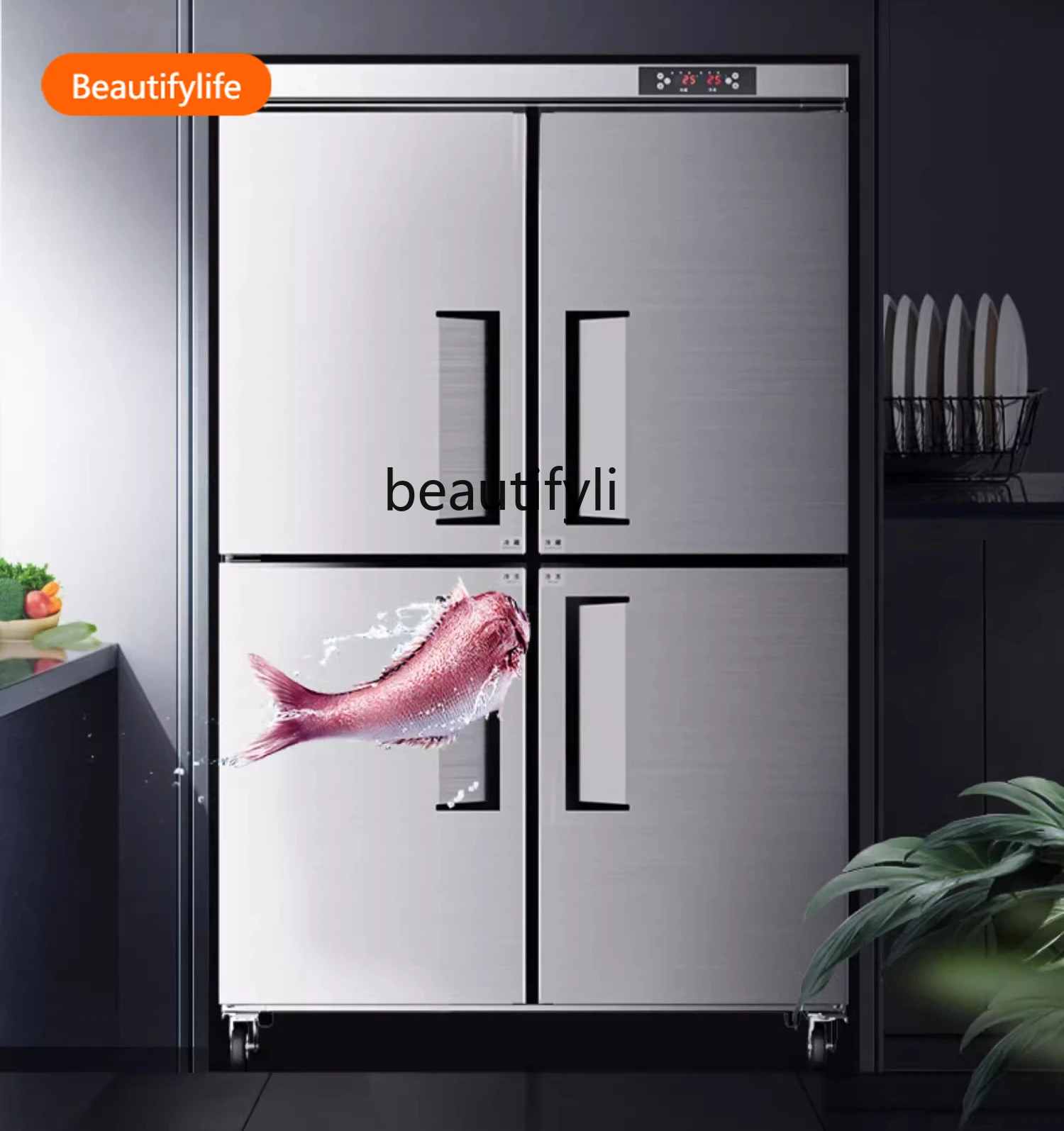 A55 Embedded Commercial Refrigerated Freezer Fresh-keeping Cabinet Kitchen Upright Freezer