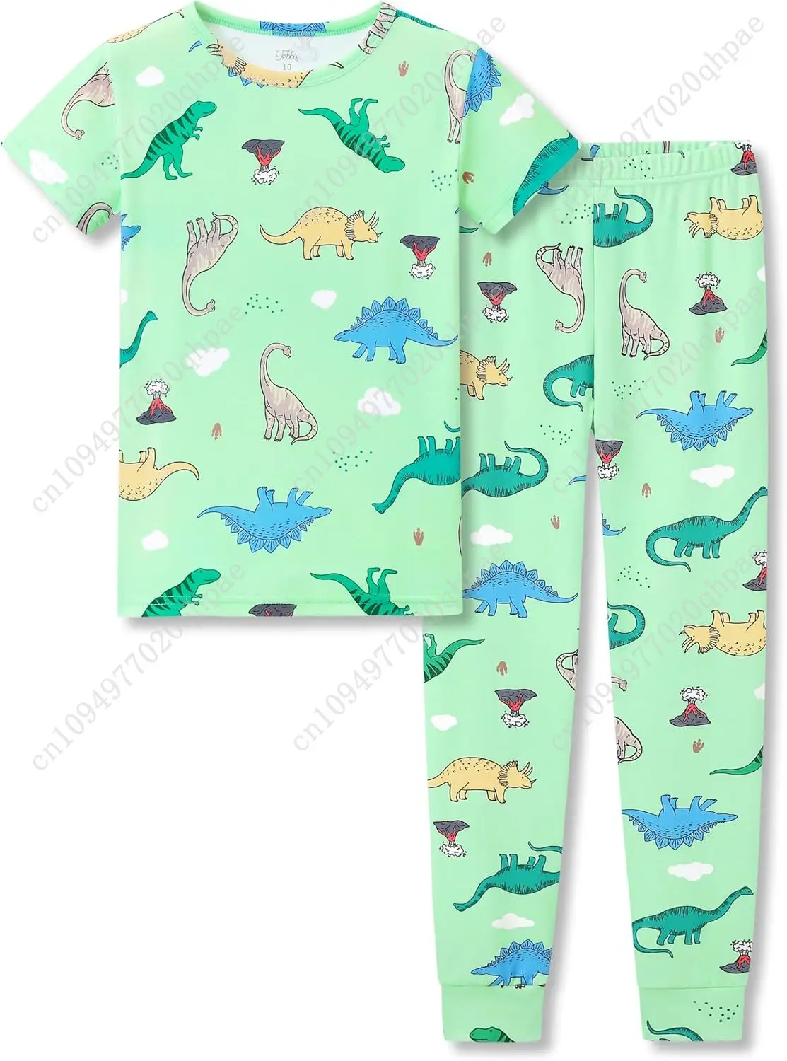 

Tebbis Little Boys Pajamas - Soft Snug-fit PJs Tee & Pants Sleepwear Set Baseball Toddler Jammies Size 4T-14