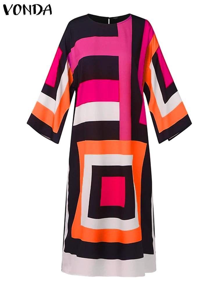 

Plus Size 5XL VONDA Bohemian Dress Women Party Maxi Dresses Casual Loose Long Sleeve Printed Party Robe Vestidos Oversized