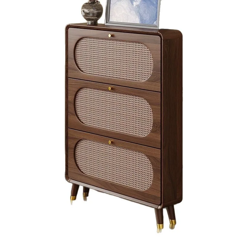 

Ultra-thin, shoe cabinet, household, door, new Chinese style, solid wood, rattan weaving, entrance, modern, simple