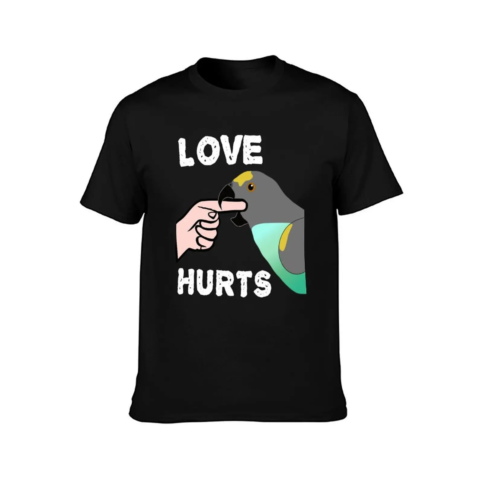 Love Hurts Meyers Parrot biting T-Shirt Basic Solid Tee for Daily Use