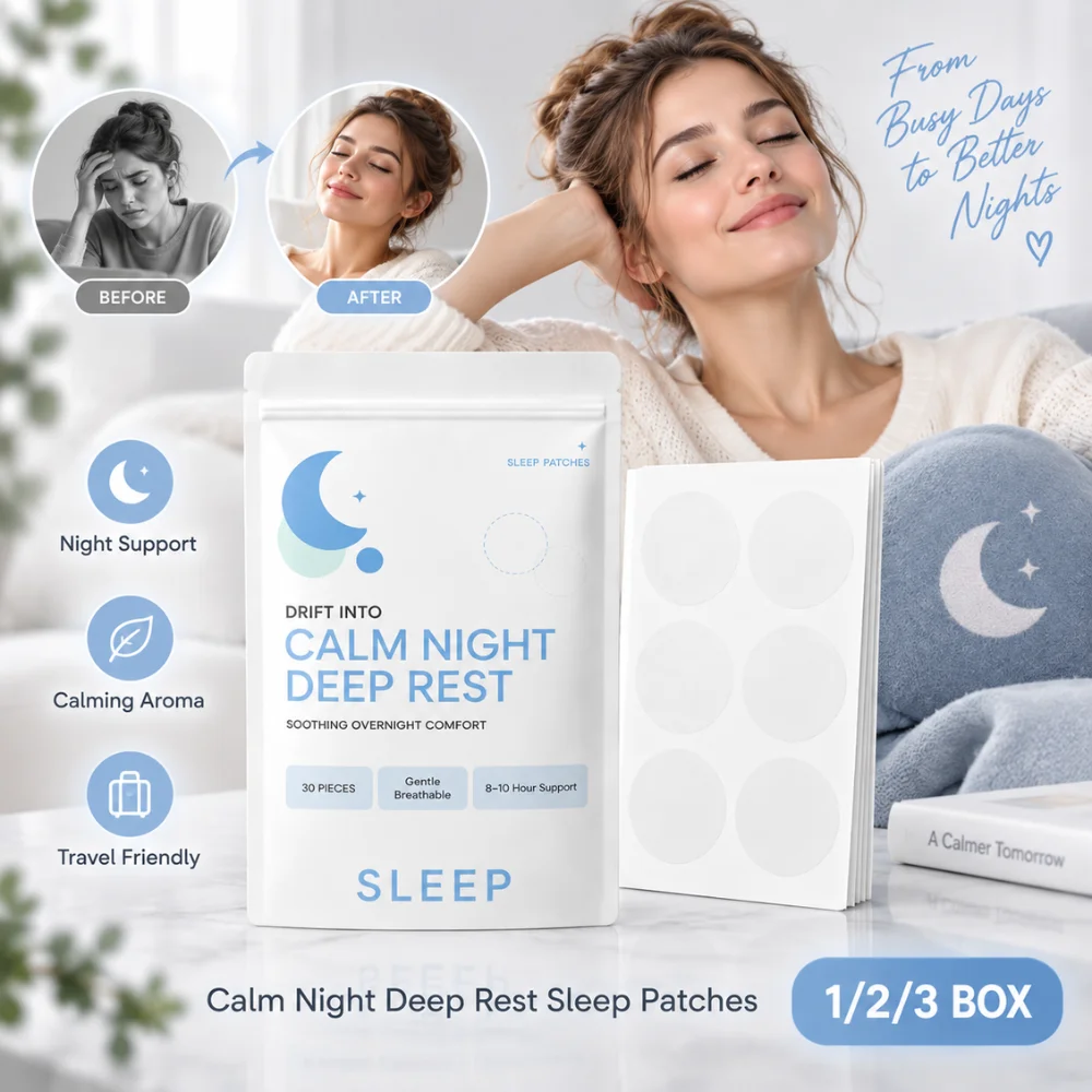Deep Rest Sleep Patches 30Pcs Lavender Scent Hyaluronic Acid Tocopherol Lightweight Adhesive Body Stickers for Night Relaxation