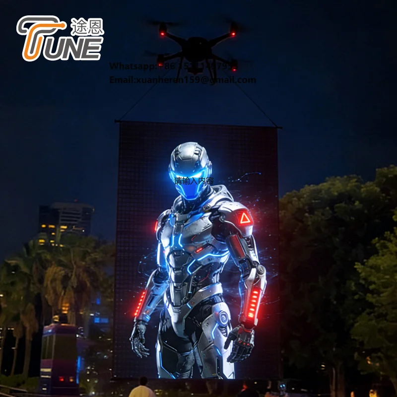 Foldable LED Mesh Screen Drone Suspended Flying Display for Outdoor Visual Performance