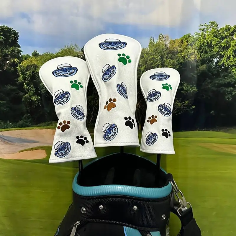 

Golf Club Head Covers 3pcs PU Leather Headcovers Set Waterproof Headcovers Set PU Leather Wood Headcover Golf Club Wood Head