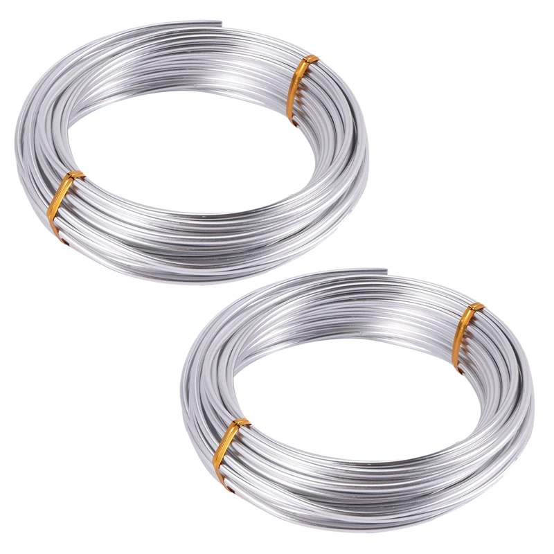 2X 3Mm Aluminium Wire 10M Craft Silver Wire For Jewellery Making Clay Modelling Bonsai And Model