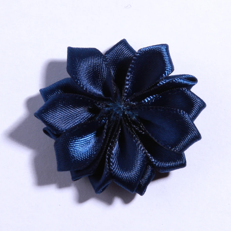 10PCS 4CM Mini Satin Ribbon Solid Flower For Hair Accessories Multilayer Star Shaped Silk Fabric Flowers For Girl Headband