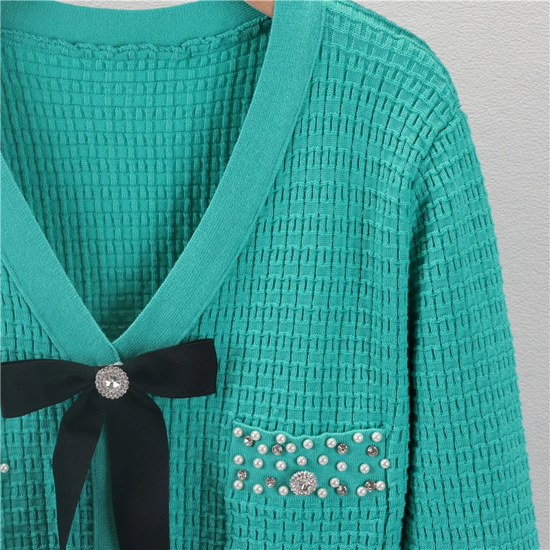 فساتين نسائية 2025 Sping V رقبة محبوكة ملابس ساخنة موضة كورية أنيقة حلوة كم طويل فساتين حياكة