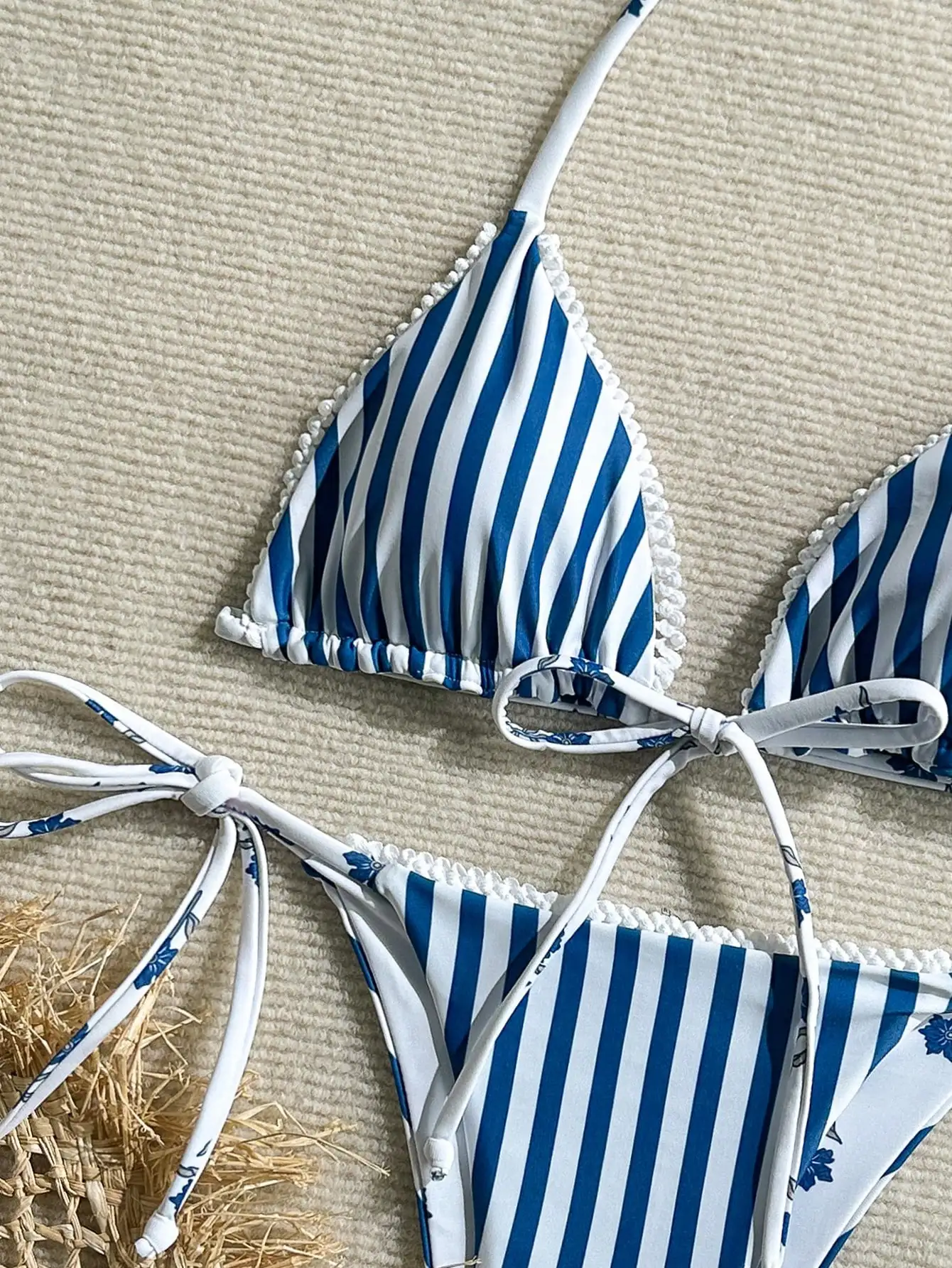 

Women's Striped Halter Tie Bikini Set Beach Vacation Swimwear