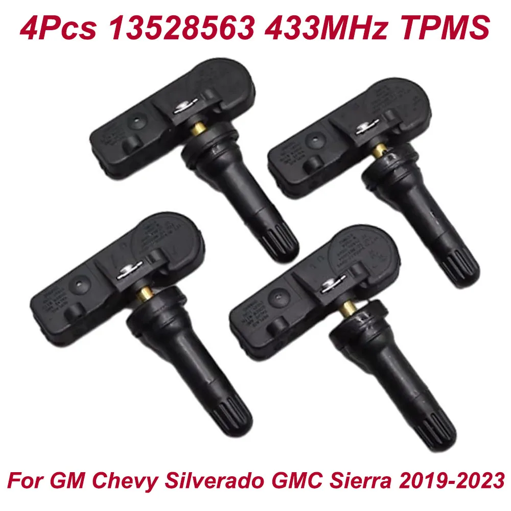 Set of 4 13528563 Car TPMS Tire Pressure Sensor For GM Chevy Silverado Sierra 1500 2019 2020 2021 2022 2023 433MHZ